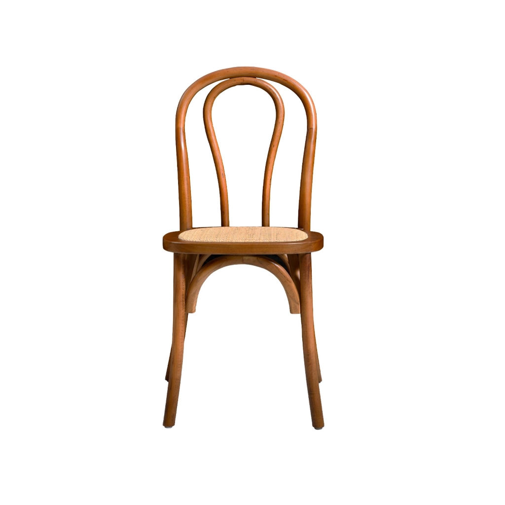 Set 2 sedie vintage in legno e rattan, noce