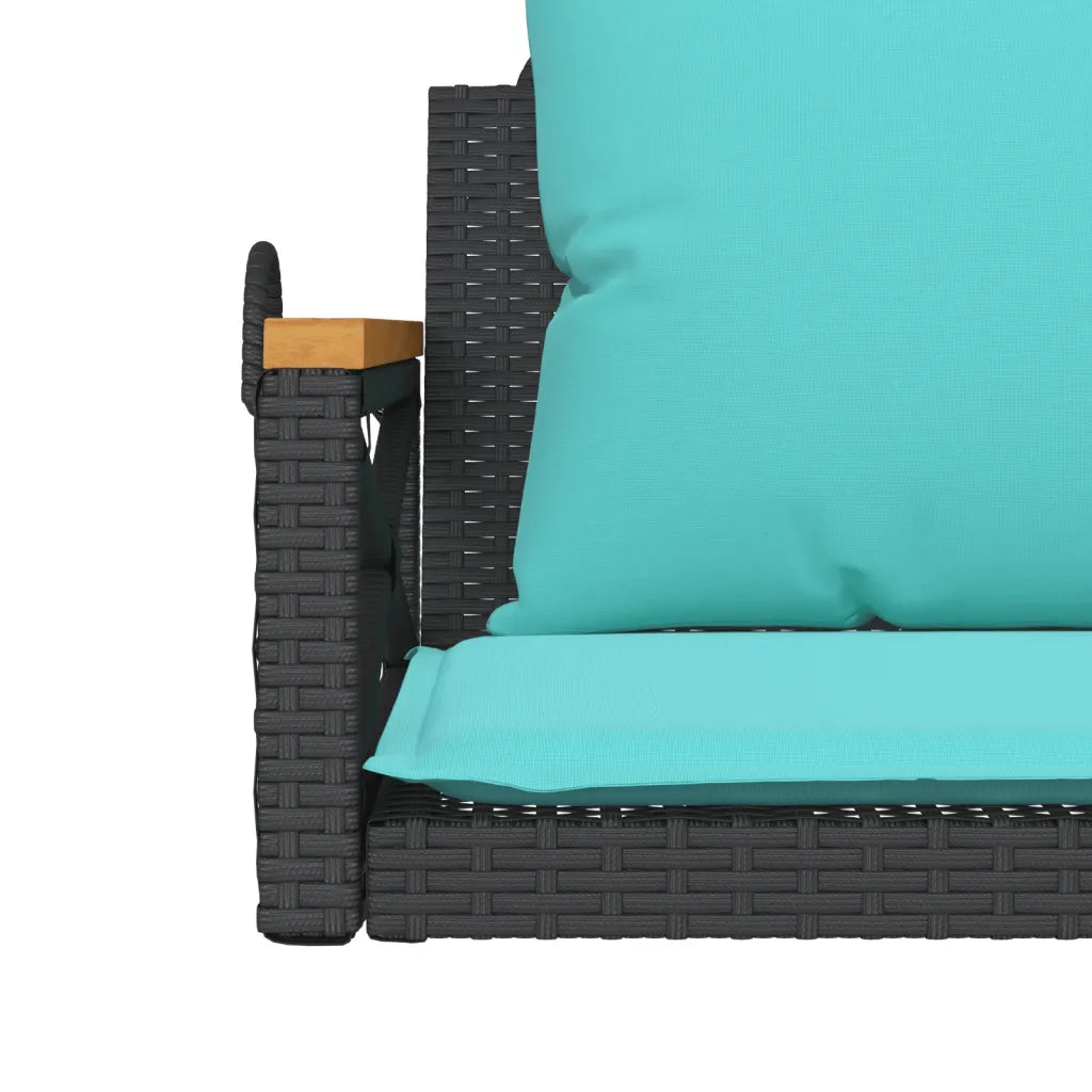 Panchina a Dondolo con Cuscini Nera 63x62x40 cm in Polyrattan