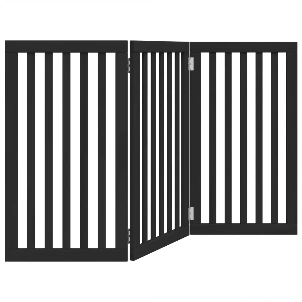 vidaXL Cancello per Cani Pieghevole 3 Pannelli Nero 150cm Legno Pioppo