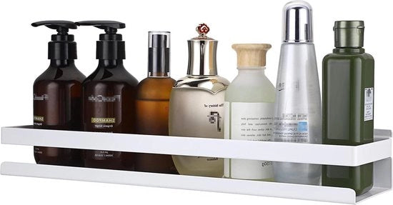 Organizzatore di doccia per bagno - Raccordo per parete in acciaio inossidabile - Comparto di stoccaggio per bagno e cucina - 40 cm Bianco