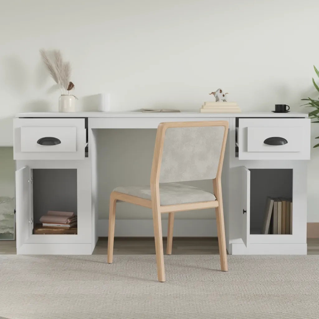 Scrivania con Armadietto Bianco in Legno Multistrato 3185327