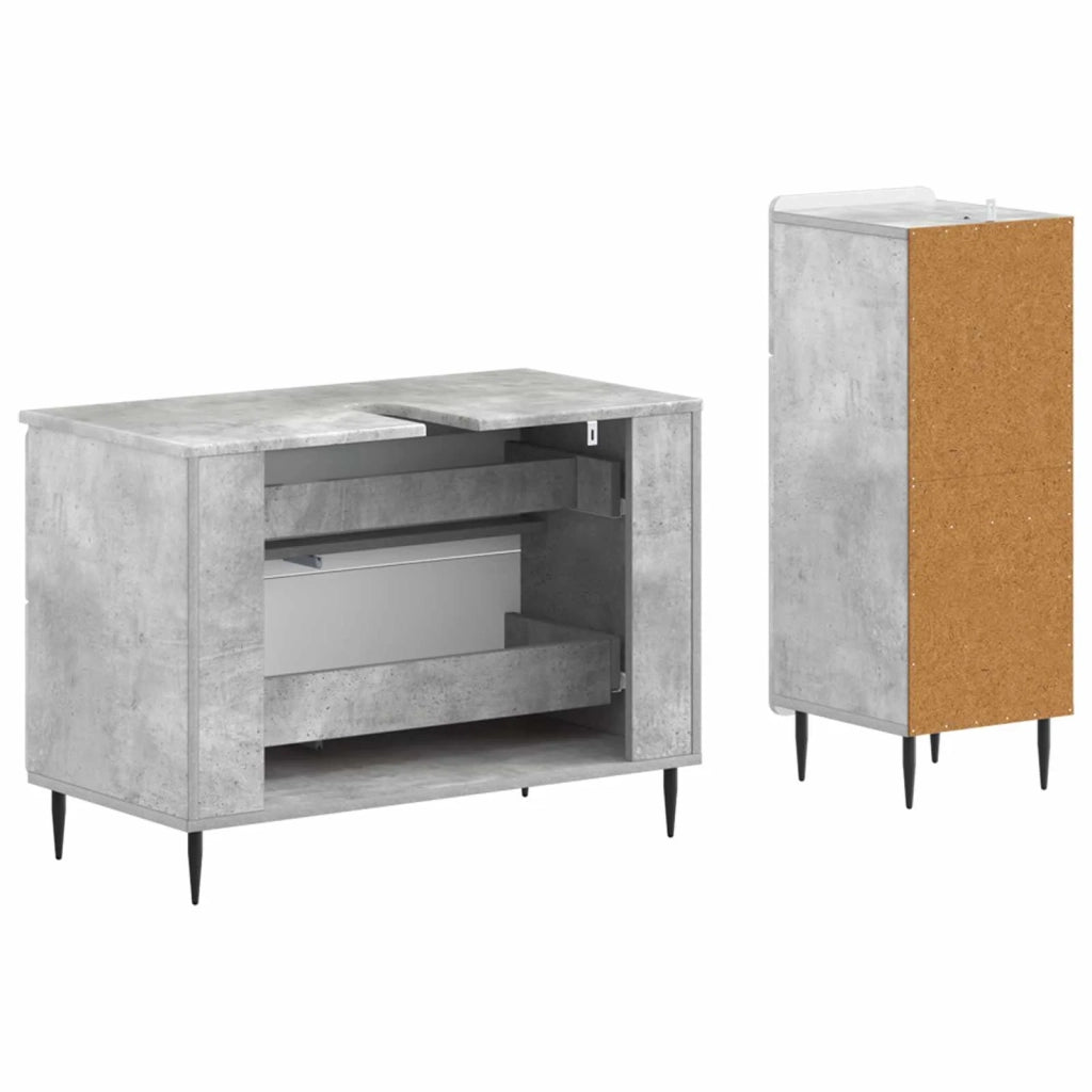 Set di Armadi da Bagno da 2 Pezzi ZWOLLE Grigio Cemento 3417678