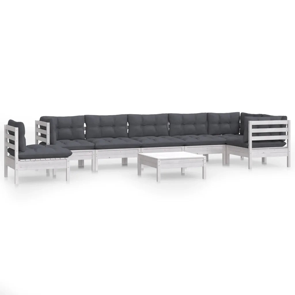 Set Divani da Giardino 9 pz con Cuscini Bianchi Legno di Pinocod mxl 121450