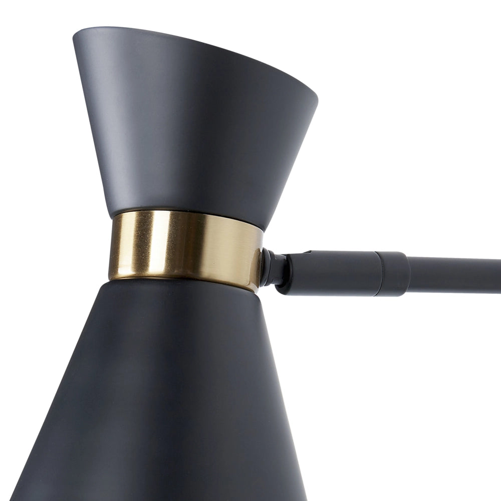 Lampada da parete con paralume metallico regolabile nero camera da letto ufficio soggiorno