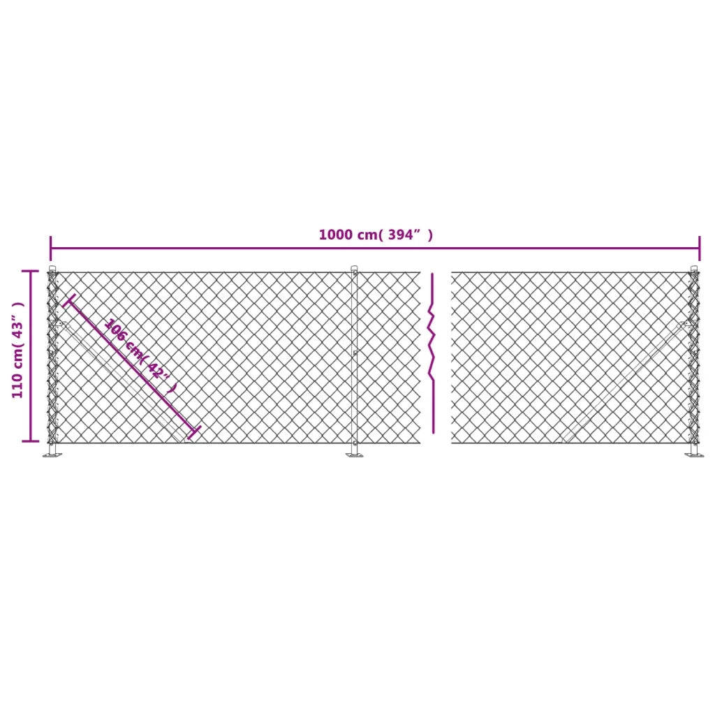Recinzione a Rete con Flangia Antracite 1,1x10 m