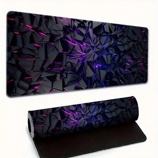 Mat per pc e gaming extra grande con design neon-glow | Futuristico in colore blu e nero con disegno antislip | Ideale per pc, ufficio e gaming (60*30 cm)
