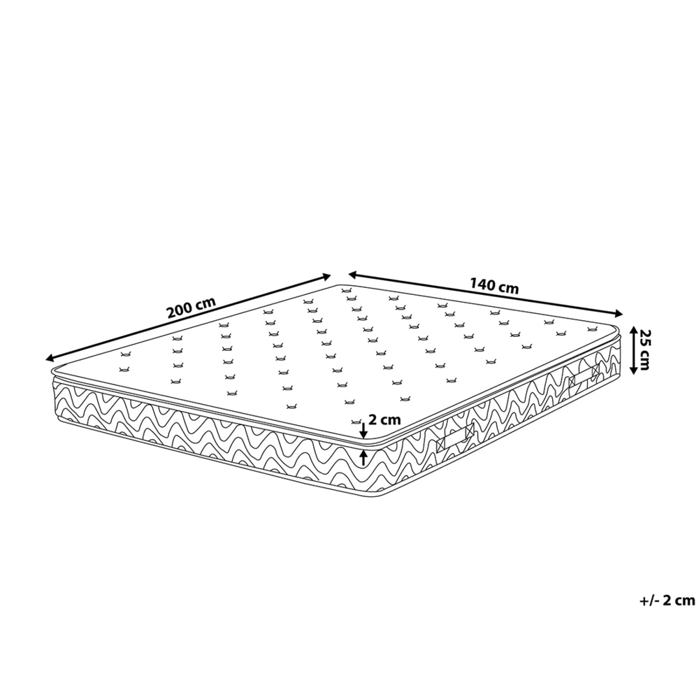 Materasso a molle insacchettate bianco con tessuto di bambù grigio matrimoniale 140 x 200 cm medio Firm 5 Zone