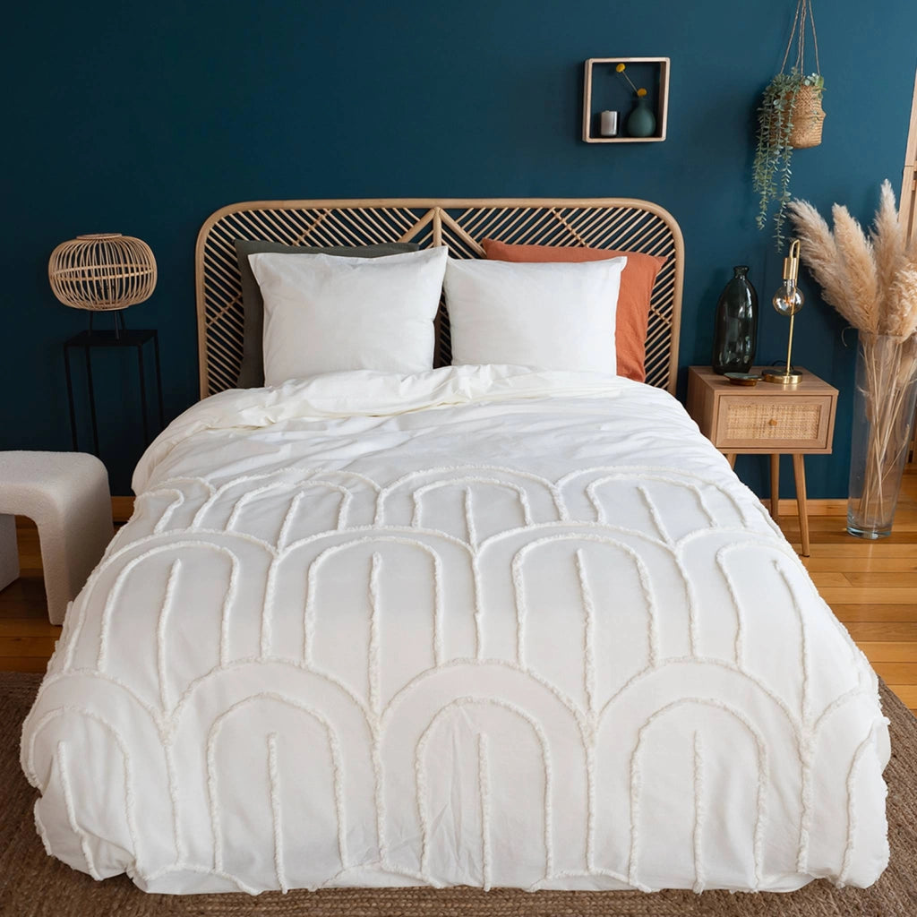 Set biancheria da letto con archi in cotone lavato, 2 posti