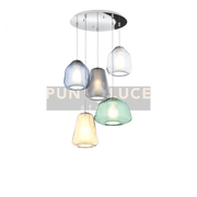 SOSPENSIONE CROMO 5 LUCI TONDA VETRI (ALPHA VE) (BETA TR + BLU) (GAMMA FU + AM) 1176CR-S5 T ABG-MC