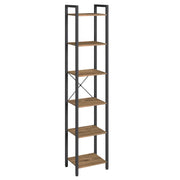 Libreria a 6 ripiani mobile contenitore aperto per ufficio soggiorno camera da letto 40 x 30 x 1786 cm marrone rustico e nero 12_0004188