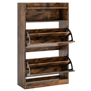 Scarpiera sottile 60 x 24 x 102 cm con 2 cassetti a ribalta design moderno in legno marrone 20_0012820