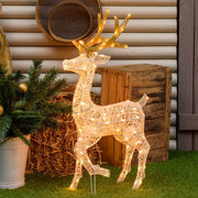 Renna con zampa alzata 3D Light Cream & Brown h 85 cm, 120 led bianco extra caldo