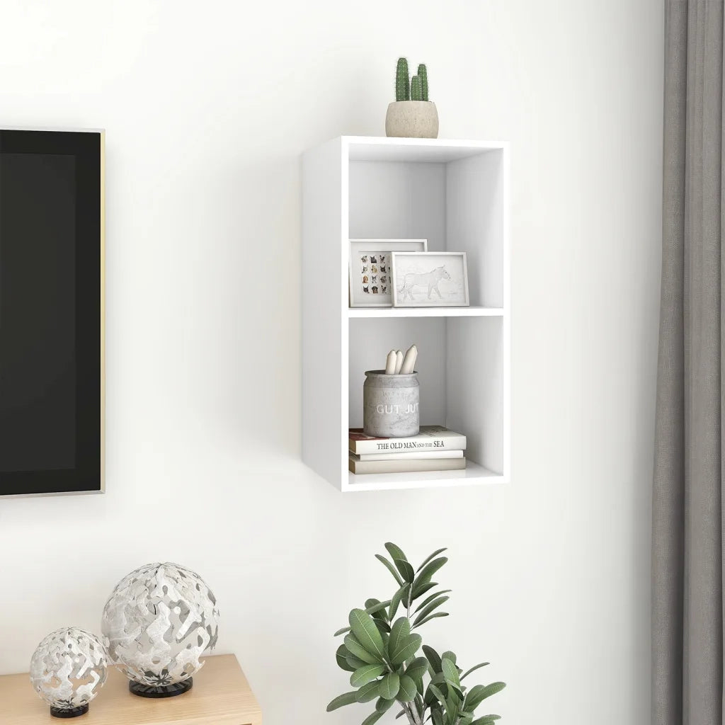 Armadietto TV da Parete Bianco 37x37x72 cm in Legno Multistrato 805471