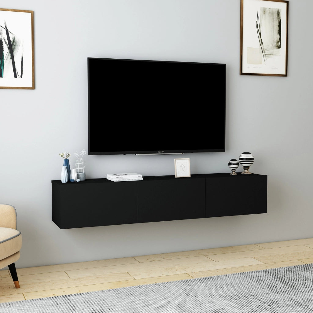 Porta TV in legno "Denby" - 160 x 31 x 29 cm - Nero