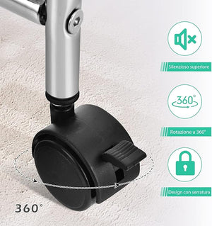 Carrello con 10 Cassetti da Stoccaggio, Cassettiera di Metallo e Plastica, Contenitore Multiuso con Ruote a Freno, per Casa e Ufficio (Arcobaleno Scuro)