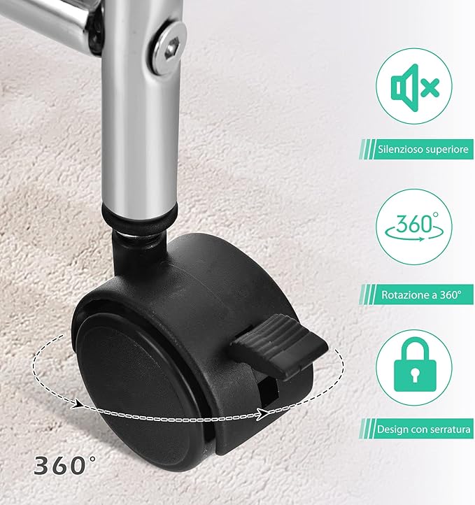 Carrello con 10 Cassetti da Stoccaggio, Cassettiera di Metallo e Plastica, Contenitore Multiuso con Ruote a Freno, per Casa e Ufficio (Arcobaleno Scuro)