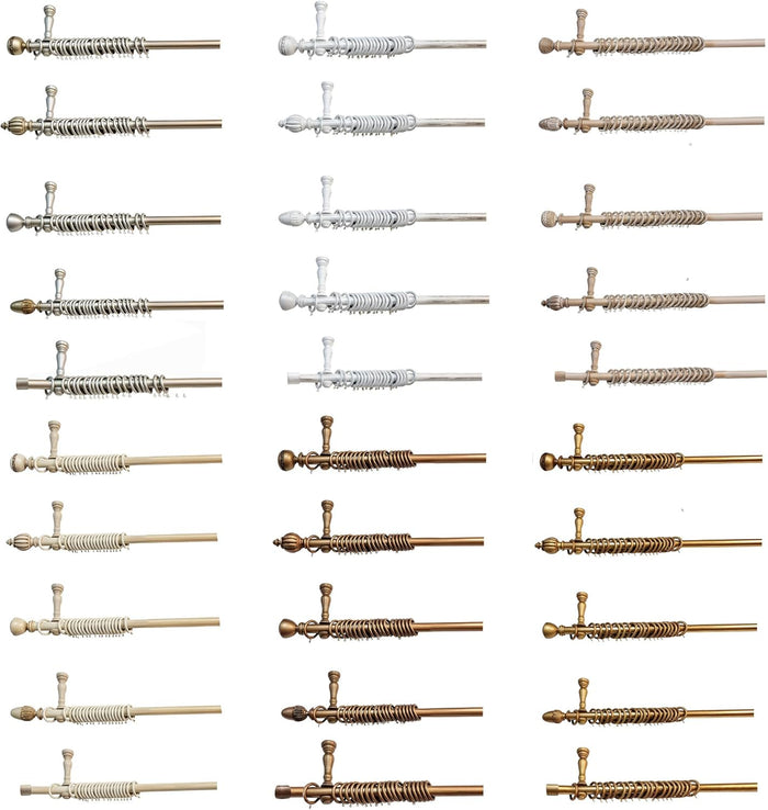 Bastone Tenda in Legno di Alta Qualità, diametro 35 mm a strappo colore argento oro terminale smeraldo lunghezza 240 CM