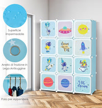 Portatile Guardaroba per Bambini, Armadio Guardaroba Modulare per Bambini con 2 Barre Appendiabiti, per Cameretta Camera da Letto, 107 x 36 x 142 cm