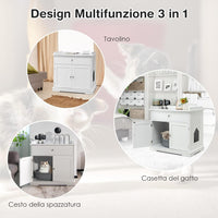 Mobile per Lettiera Gatti in Legno, con Portaoggetti, 2 Ante, Cassetto e Ingresso Laterale, Mobiletto Multiuso per Ingresso e Soggiorno, 76 x 53 x 74 cm, Carico Massimo 30 kg (nero)