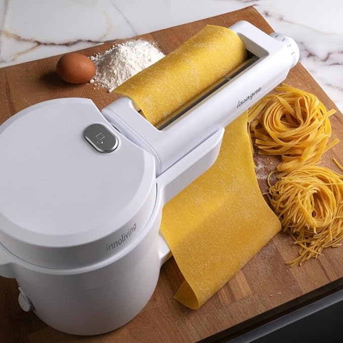 Innoliving Macchina Elettrica Sfogliatrice per Pasta Fatta in Casa INN-783, 100W, 6 Livelli di Spessore, 3 Tipi di Pasta, Lavorazione Continua fino a 1 Ora