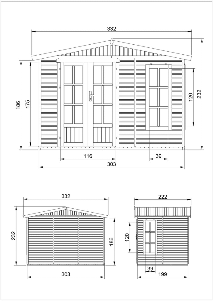 TIMBELA M334FB Ufficio in legno da giardino - 6m2