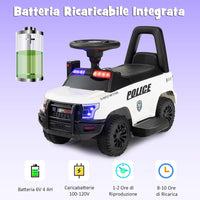 Auto Elettrica per Bambini, Auto della Polizia Giocattolo con Clacson Luce di Avvertimento e Suono della Sirena, Velocità 3 km/h, per Bambini 18-60 Mesi (Bianco)