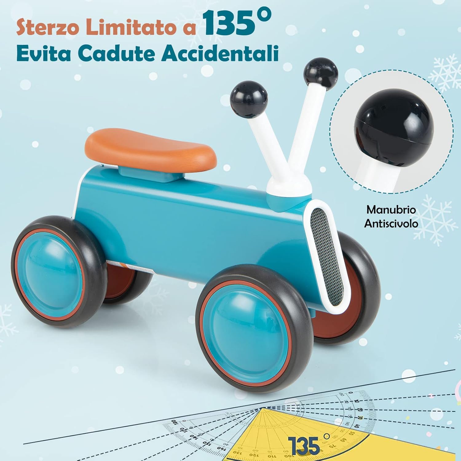 Bicicletta senza Pedali per Bambini, Giocattolo da Guida con 4 Ruote, Telaio in Lega di Alluminio, Bici Equilibrio per Bambini 10-24 Mesi