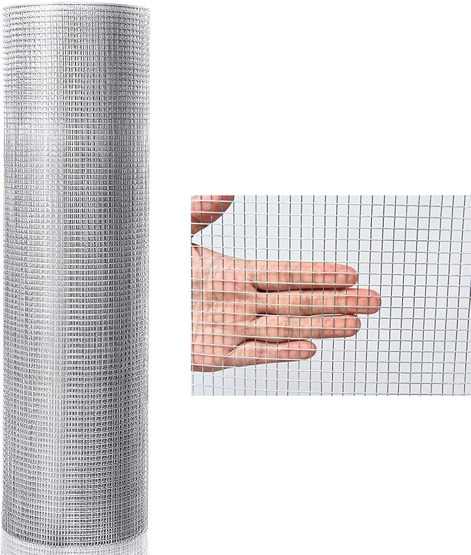 Rotolo di Rete Metallica Zincata, Rete da Pollaio Elettrosaldata Spessore 0,6 mm, Rotolo 15m (1,2 x 15M)