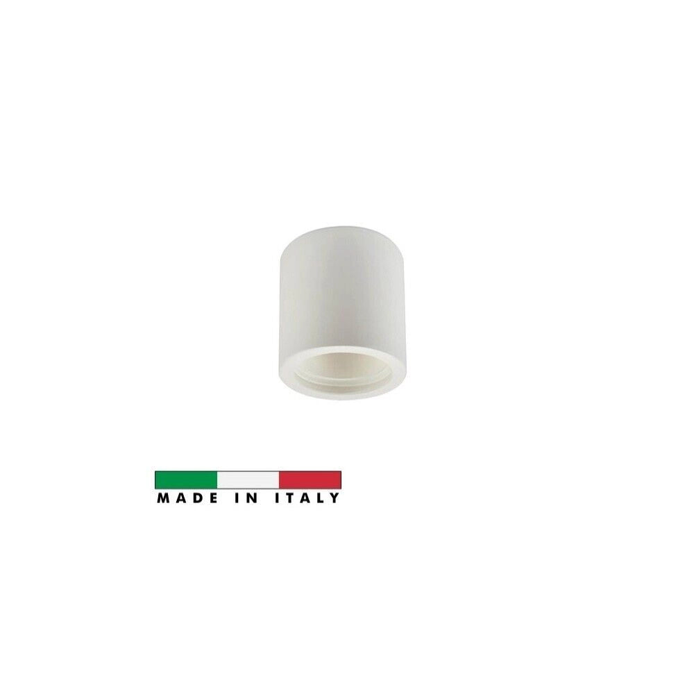 Plafoniera moderna in gesso e vetro verniciabile rotonda 7.5x7 cm e attacco gu10 massima potenza supportata 10w