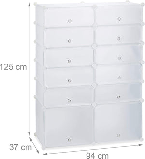 Scaffale per armadio scarpiera in plastica 12 scomparti 125 cm bianco 13_0001638_3
