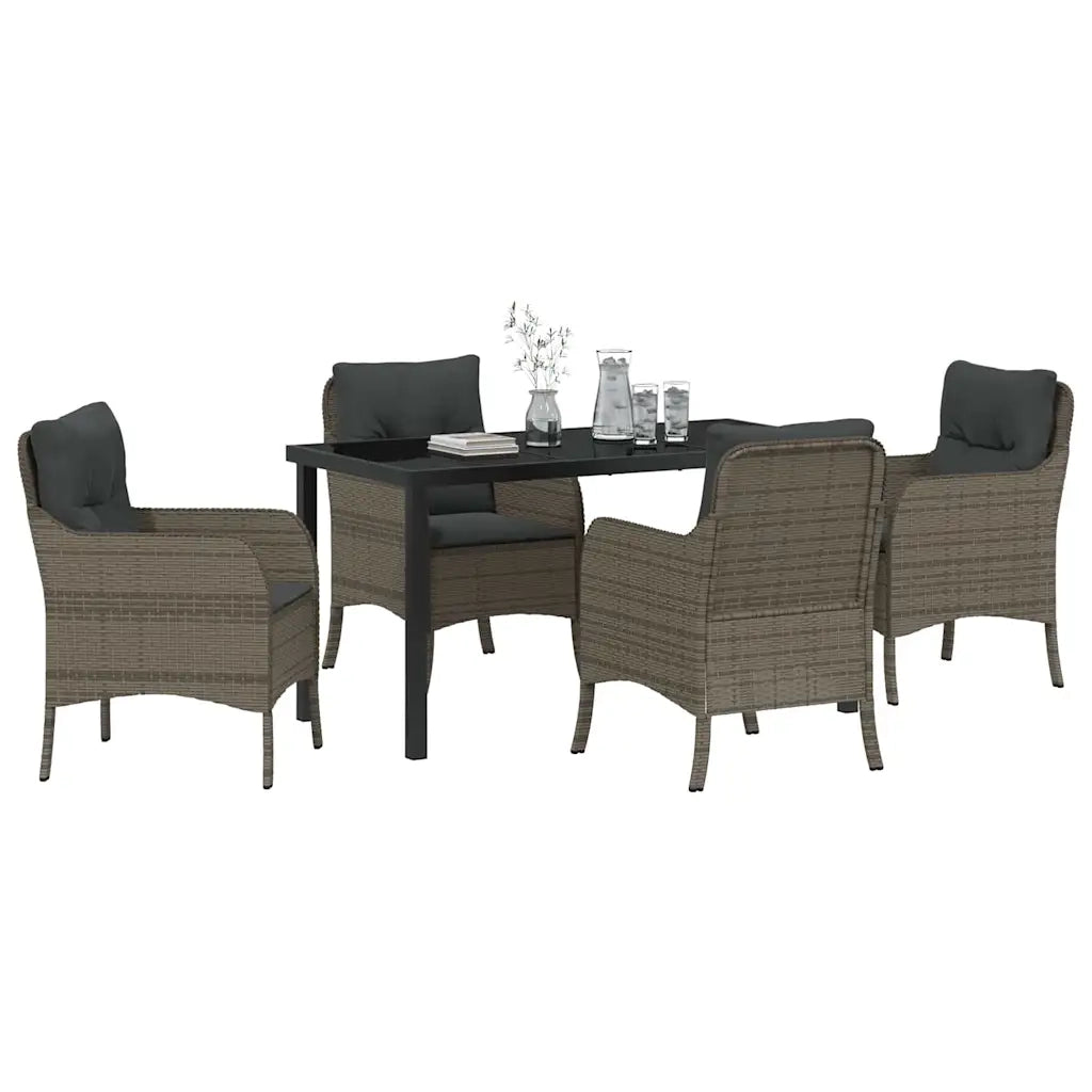 Set da Pranzo per Giardino con cuscino 5 pcs Grigio polyrattan 3380164
