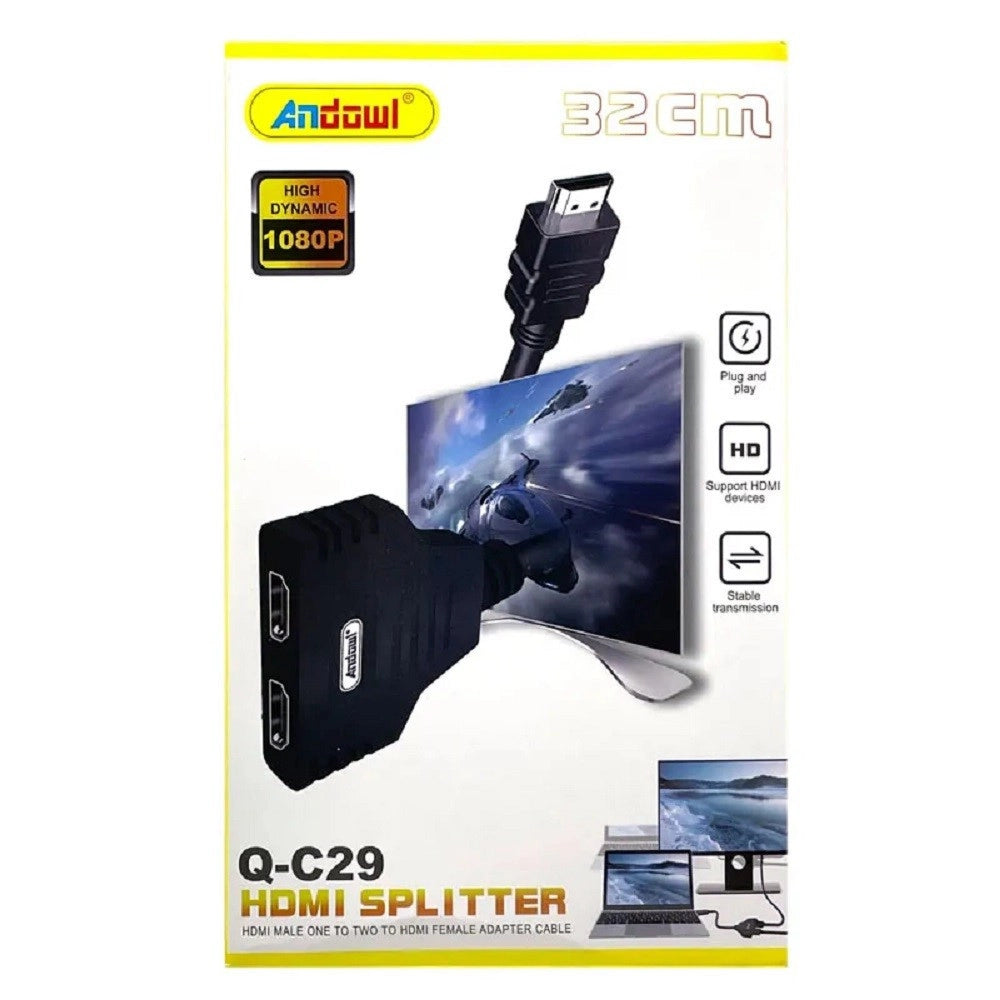 Trade Shop - Adattatore Splitter Hdmi Maschio A 2 Hdmi Femmina 32 Cm Supporta Hd 1080p Q-c29 -