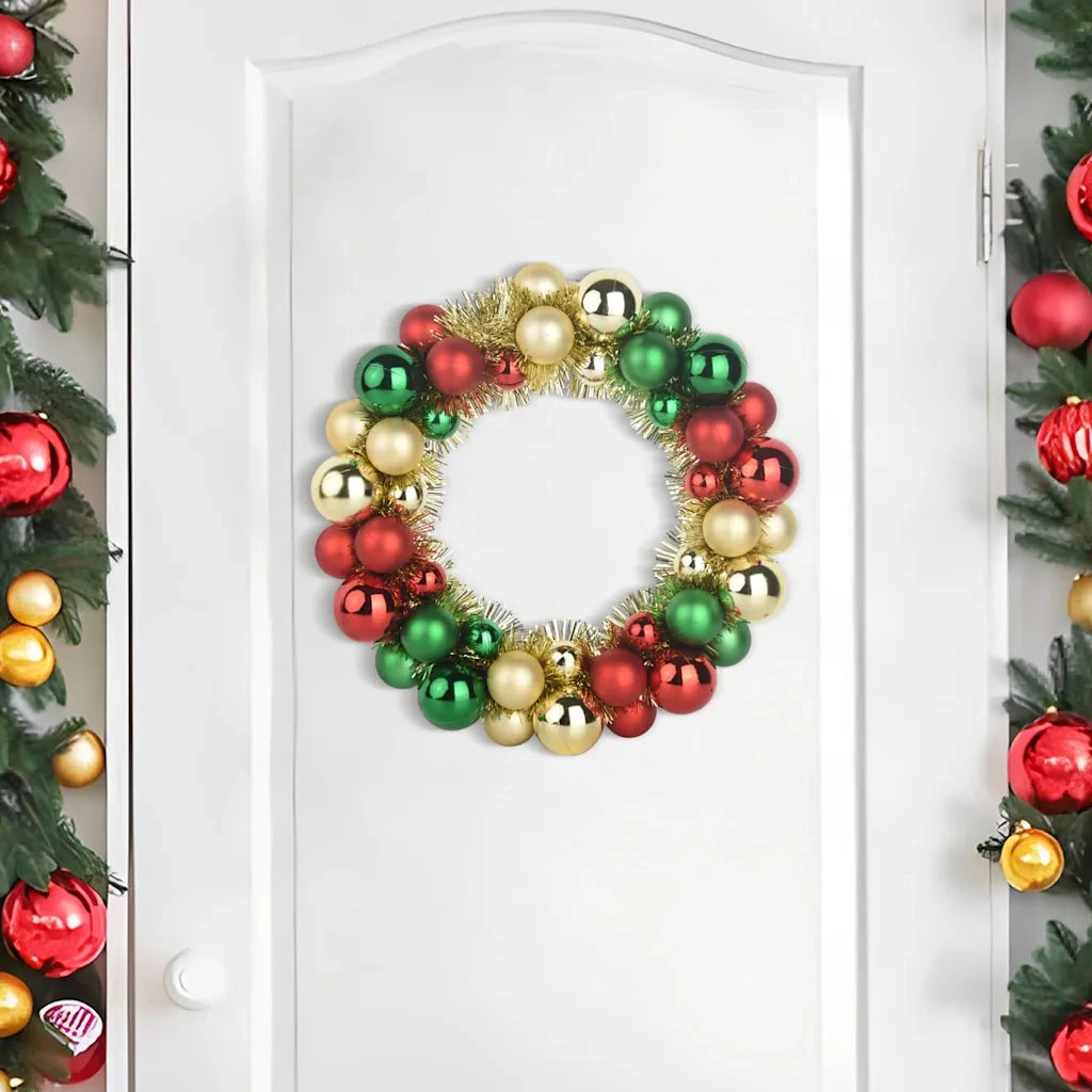 Corone di Palline di Natale 2 pz-Decorazioni natalizie Multicolore 33 x 33 x 7 cm