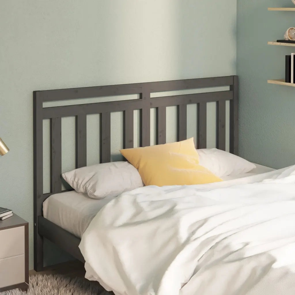 Testiera per Letto-Testata-Testiera Decorativa Grigia 126x4x100cm in Legno Massello di Pino 251890