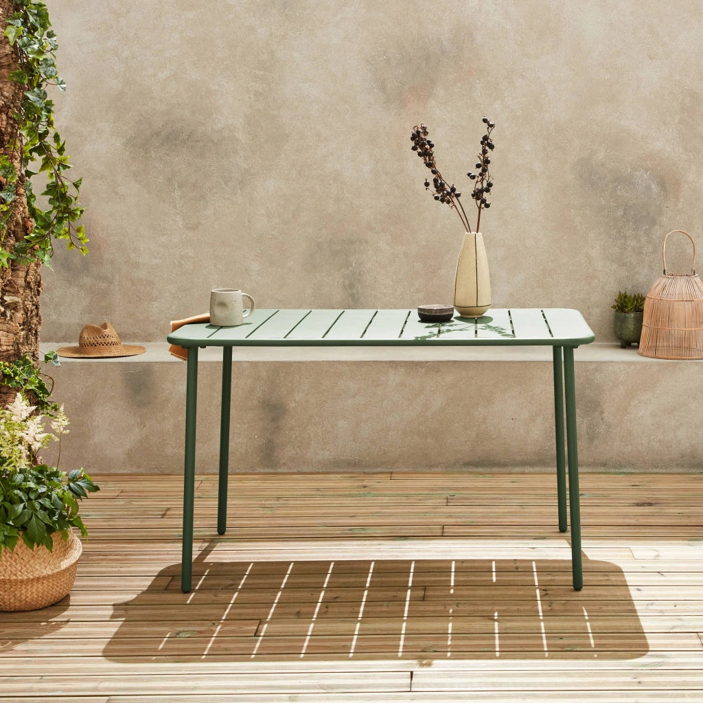 Tavolo da giardino in acciaio, 4 posti, 120cm, verde