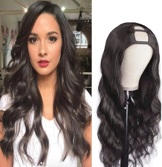 Pruika a Onde di Corpo 18 pollici - Capelli Rettangolari di Capelli Naturali per Signore con Capelli Neri