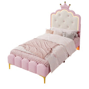 Letto imbottito 90x200 cm; luci LED regolabili; PU; rosa (Senza materasso)