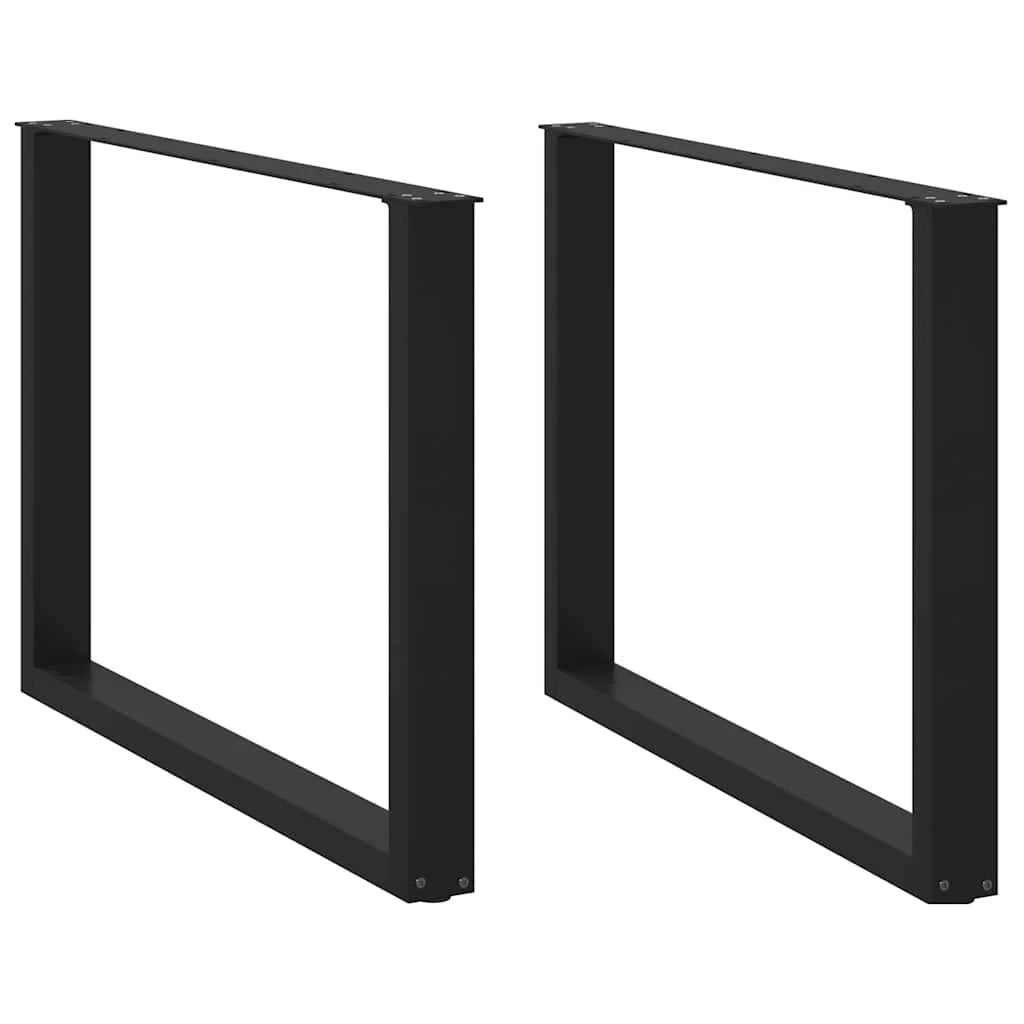Set di 2 gambe per tavolo regolabili a forma di U 100 x 72 cm design estetico moderno in acciaio nero 02_0057436