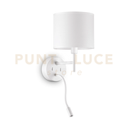SET UP APPLIQUE 1 LUCE ATTACCO E27 + 1 LUCE LED 3000K 3W  200 lm IN METALLO BIANCA SENZA PARALUME SENZA PARALUME