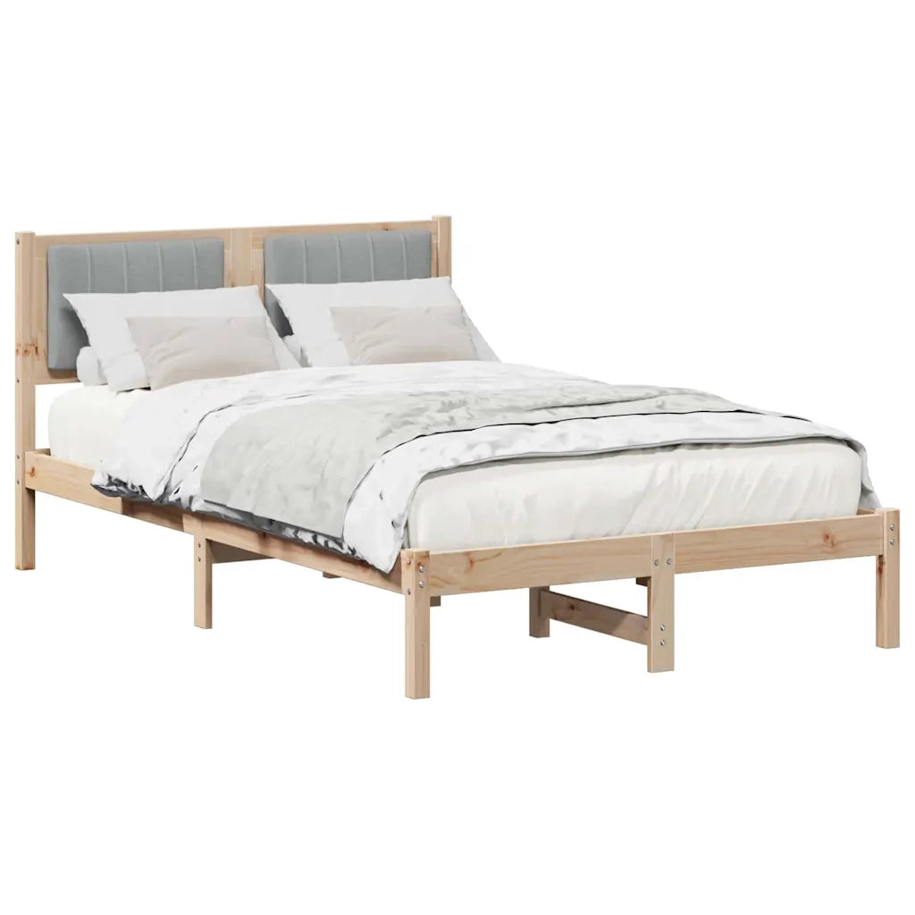 Letto con Testiera Rivestita Grigio chiaro 120 x 200 cm