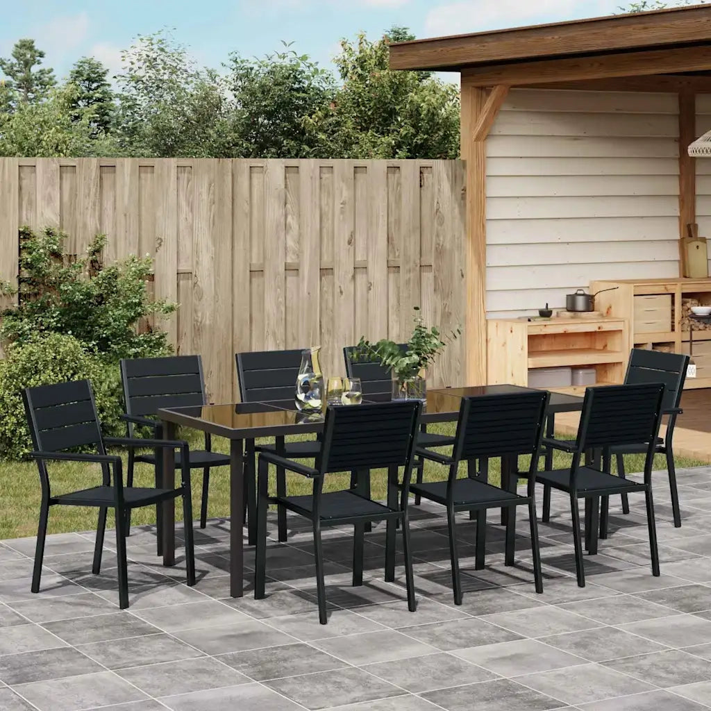 Set da Pranzo per Giardino 9 pcs Nero 3379148