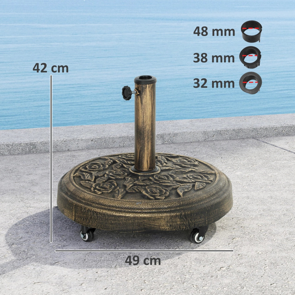 Base per Ombrellone Rotonda con Ruote e Freni ¨C zephmum ¨C Resina Bronzo 21 kg