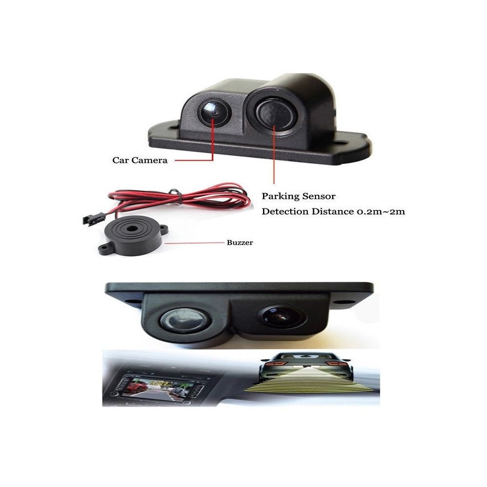 Trade Shop - Telecamera Retromarcia Con Sensore Di Parcheggio 2 In 1 Angolo 170° Notturna -