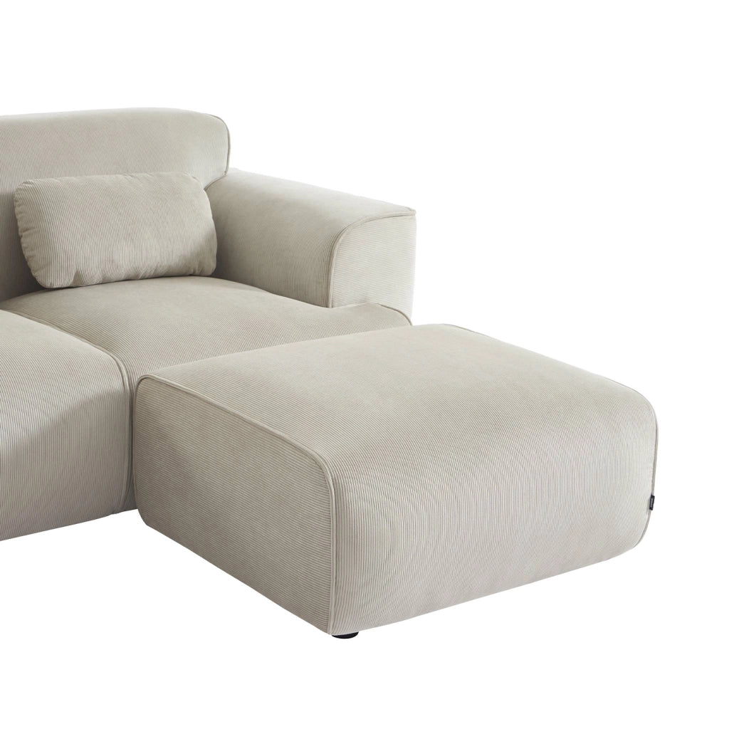 Poggiapiedi per divano wallas velluto a coste, beige grigio