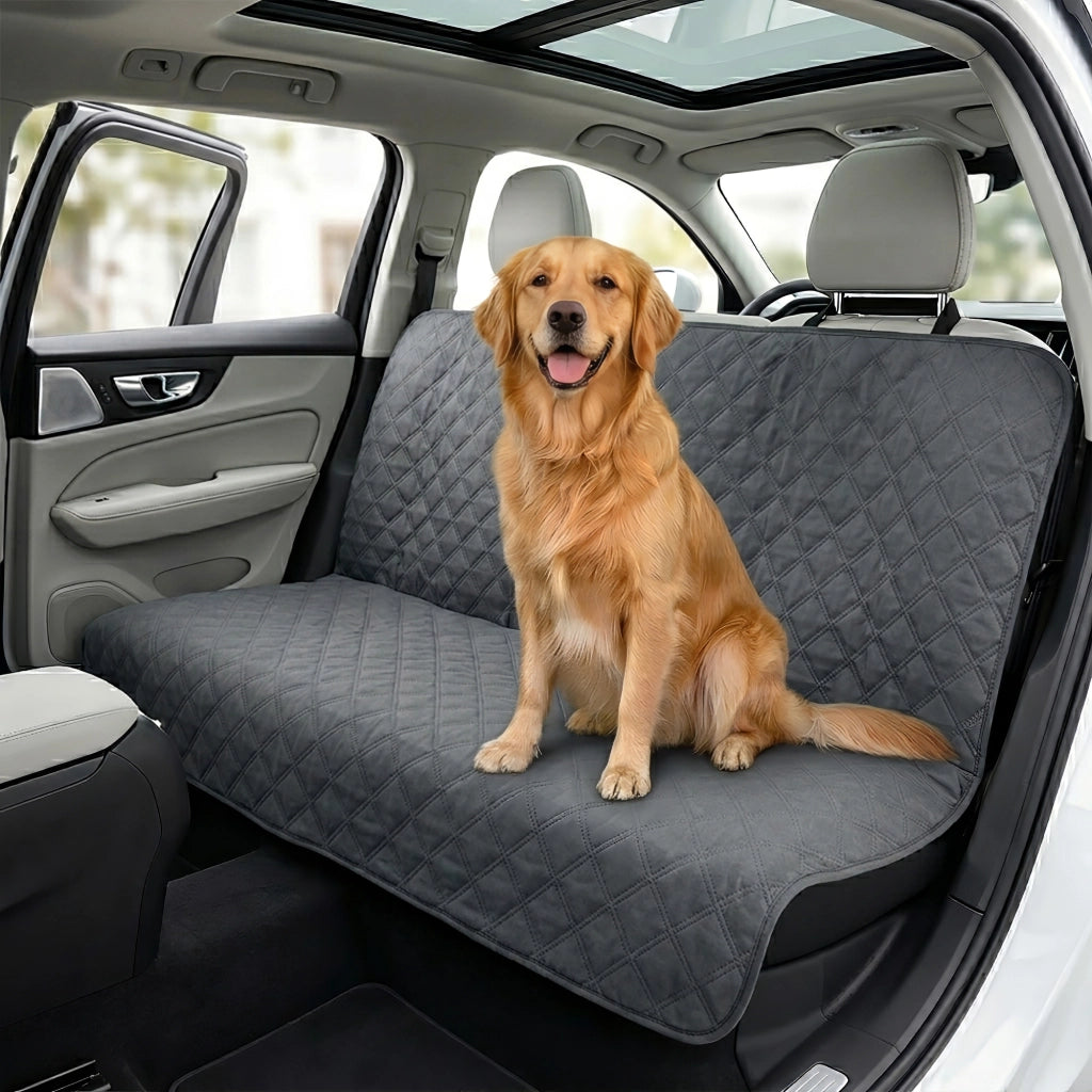Copri Sedile Auto per Cani Impermeabile e Antigraffio 147x127 cm, Protezione Sedili Posteriori e Bagagliaio Universale per SUV e Auto, Telo Coprisedile Trapuntato Multifunzionale Grigio