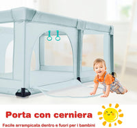 Box per Bambini, Centro Attività Portatile e Sicuro per Bambini, Box Colorato con Cancello, Recinto Extra per Interno ed Esterno con Rete Traspirante Durevole (Blu)