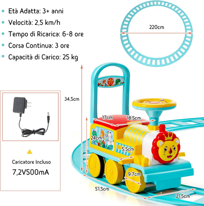 Trenino Elettrico per Bambini, Treno Giocattolo con 16 Pezzi di Binari, con Luci e Suoni, Scatola di Stoccaggio, Regalo per Bambini Anni 3+, Blu