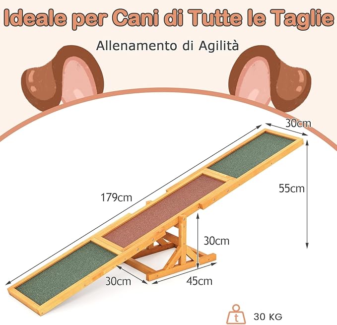 Altalena per Agility Cane, Set di Esercizi e Giochi per Cani, Giocattolo da Esterno, Attrezzatura per Allenamento dell'Equilibrio, Forniture per Animali per Percorsi a Ostacoli (Giallo)