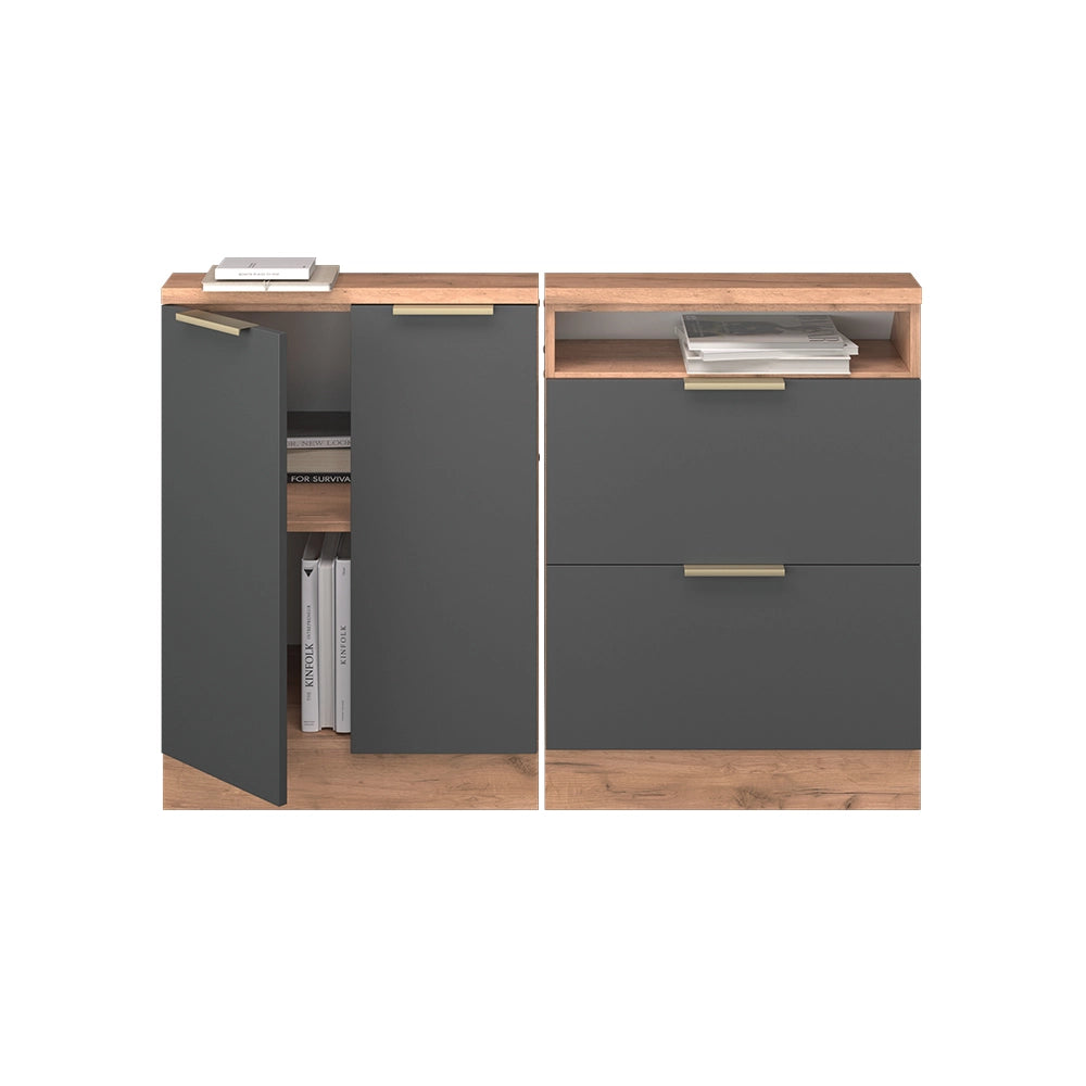 Vicco Set di mobili sottotetto Antracite-oro Set di 2
