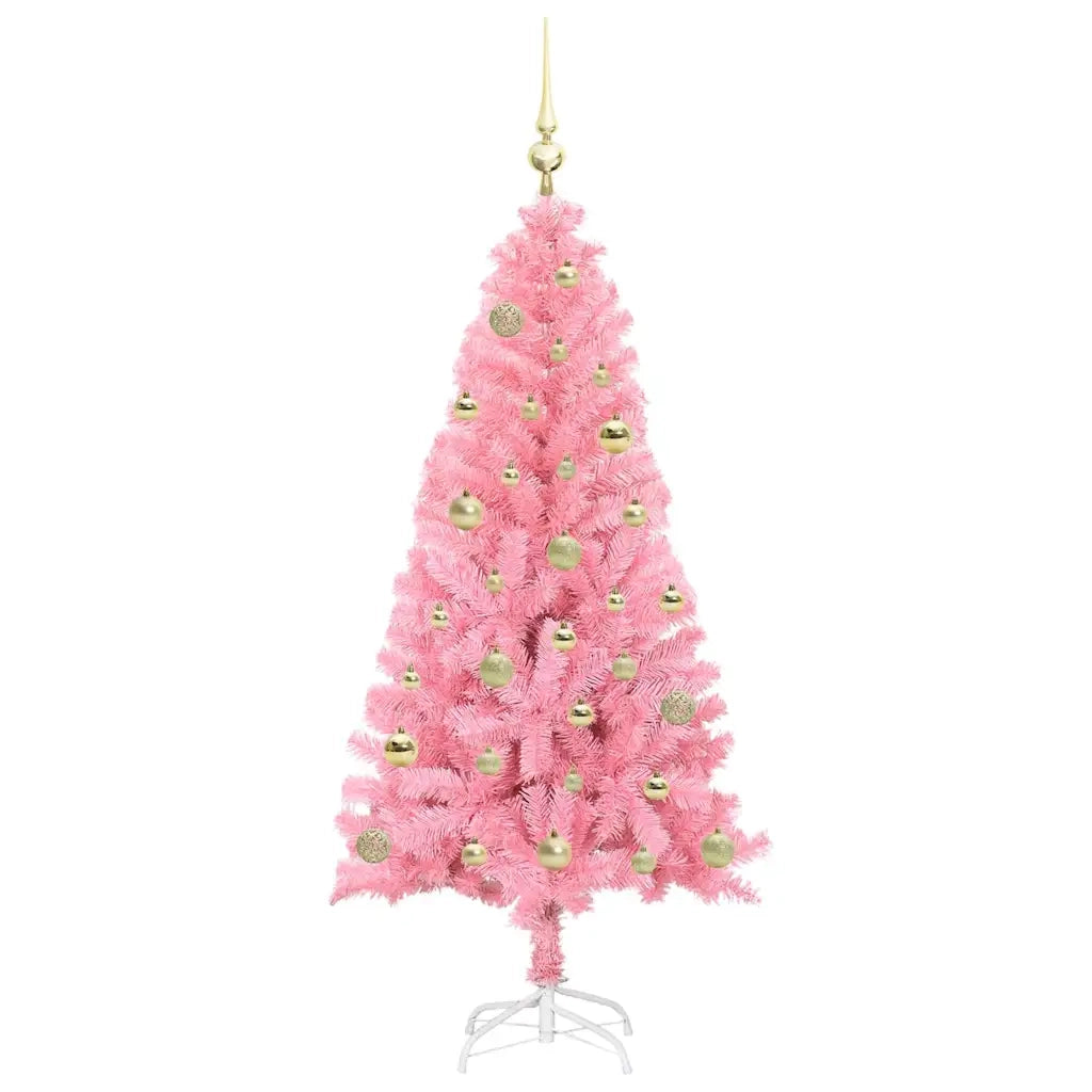 Albero di Natale | Decorazioni natalizie con 150 LED con supporto Rosa 150 cm PVC